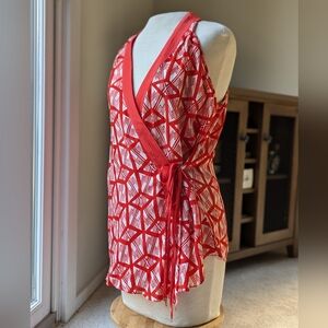 Leifsdottier for Anthropologie Silk Wrap Geometric Blouse